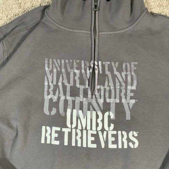 UMBC Retrievers Quarter Zip Sweatshirt Mens Large Gray Pullover NCAA Y2K - Picture 3 of 8